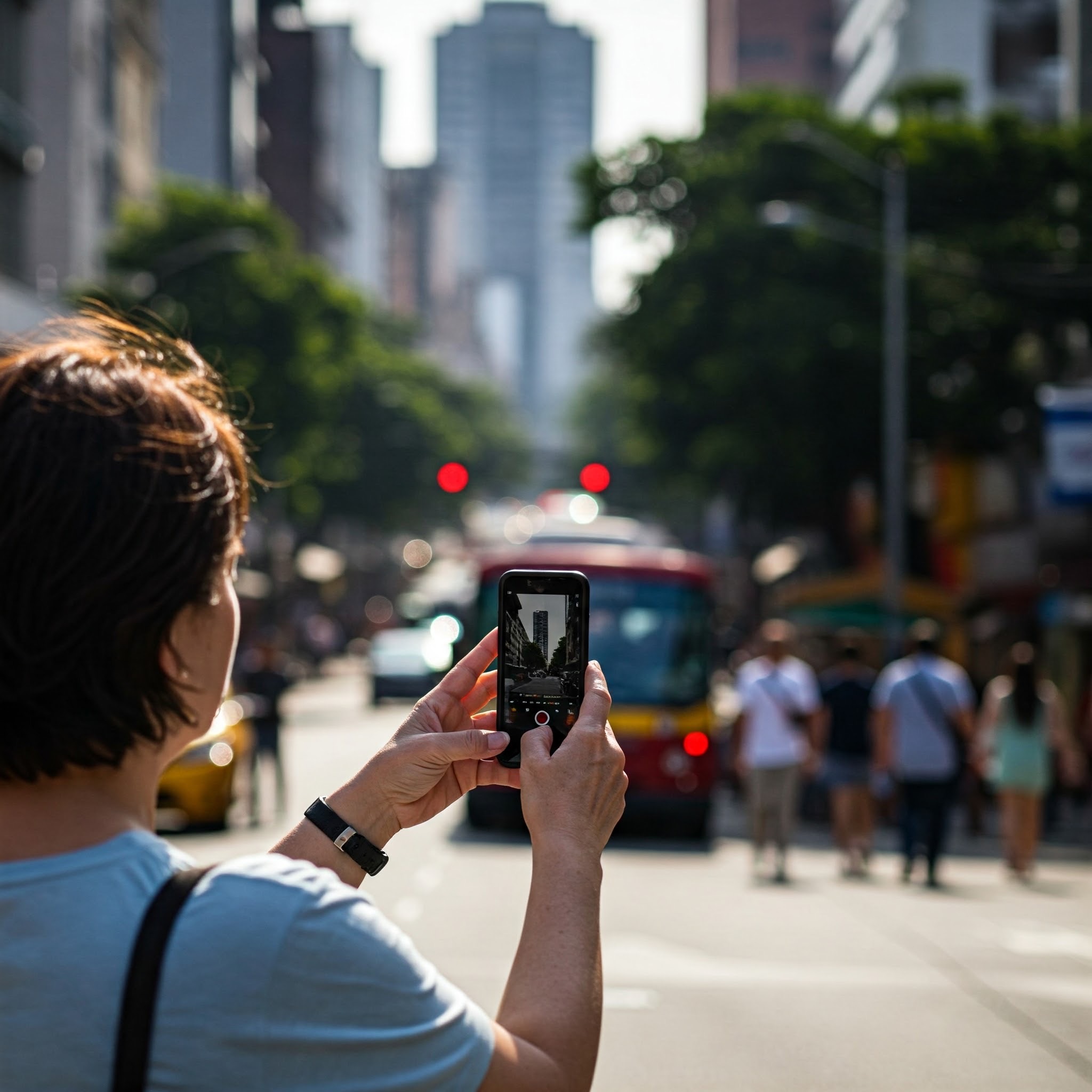 photo of Woman Using Phone in Nature